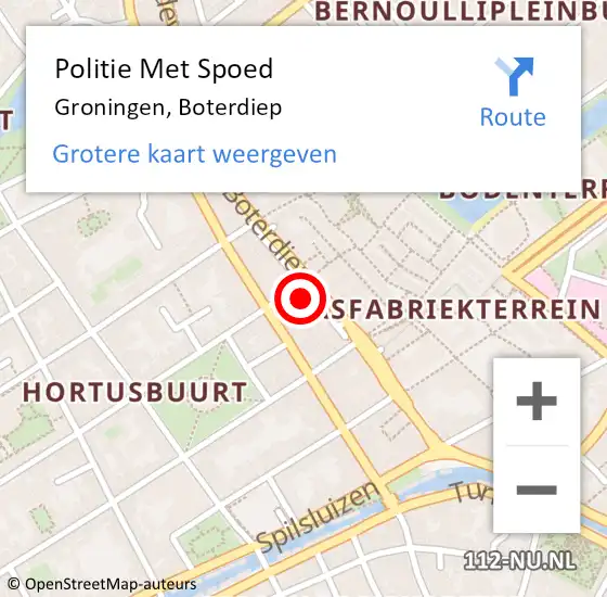 Locatie op kaart van de 112 melding: Politie Met Spoed Naar Groningen, Boterdiep op 5 oktober 2023 09:16