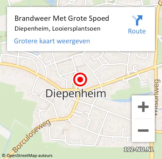 Locatie op kaart van de 112 melding: Brandweer Met Grote Spoed Naar Diepenheim, Looiersplantsoen op 5 oktober 2023 09:33