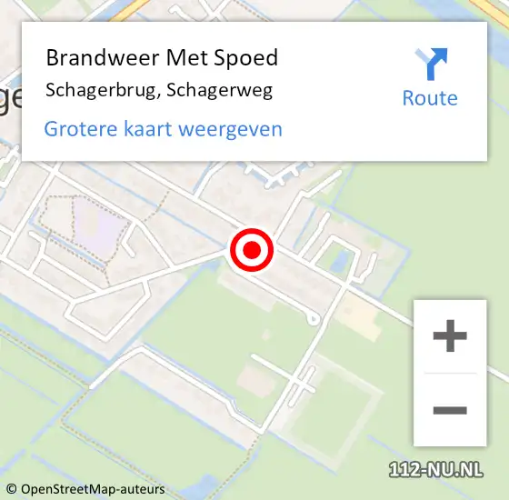Locatie op kaart van de 112 melding: Brandweer Met Spoed Naar Schagerbrug, Schagerweg op 5 oktober 2023 09:46