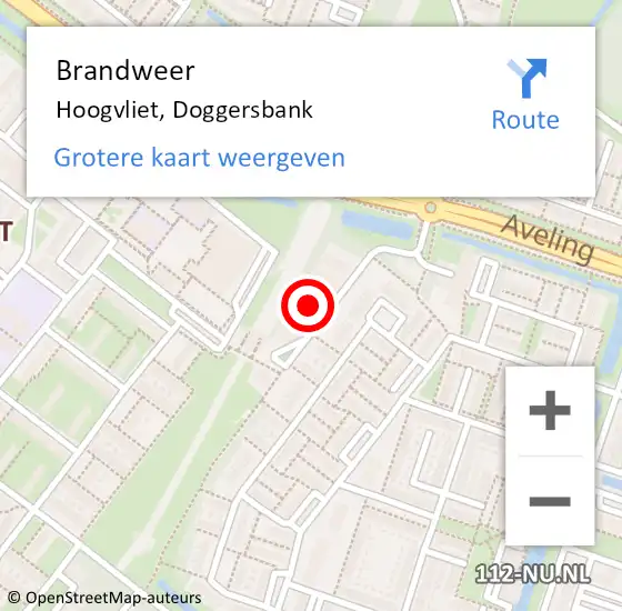 Locatie op kaart van de 112 melding: Brandweer Hoogvliet, Doggersbank op 5 oktober 2023 09:57