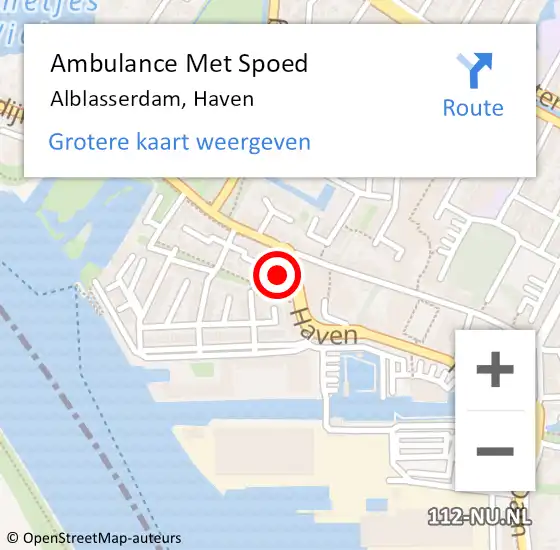 Locatie op kaart van de 112 melding: Ambulance Met Spoed Naar Alblasserdam, Haven op 5 oktober 2023 10:22