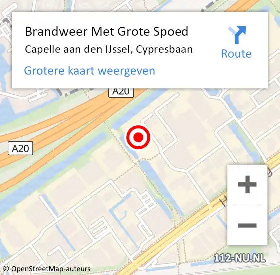 Locatie op kaart van de 112 melding: Brandweer Met Grote Spoed Naar Capelle aan den IJssel, Cypresbaan op 5 oktober 2023 10:46