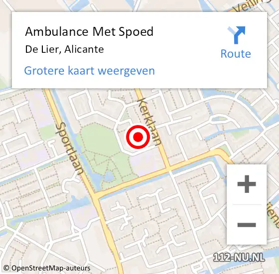 Locatie op kaart van de 112 melding: Ambulance Met Spoed Naar De Lier, Alicante op 5 oktober 2023 10:56