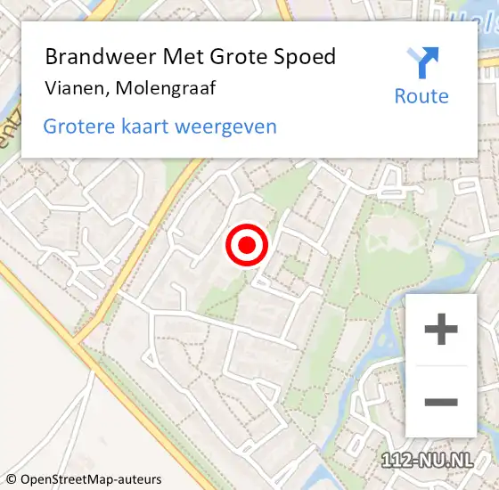 Locatie op kaart van de 112 melding: Brandweer Met Grote Spoed Naar Vianen, Molengraaf op 5 oktober 2023 11:12