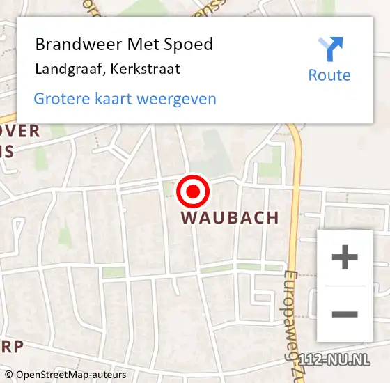 Locatie op kaart van de 112 melding: Brandweer Met Spoed Naar Landgraaf, Kerkstraat op 5 oktober 2023 11:32