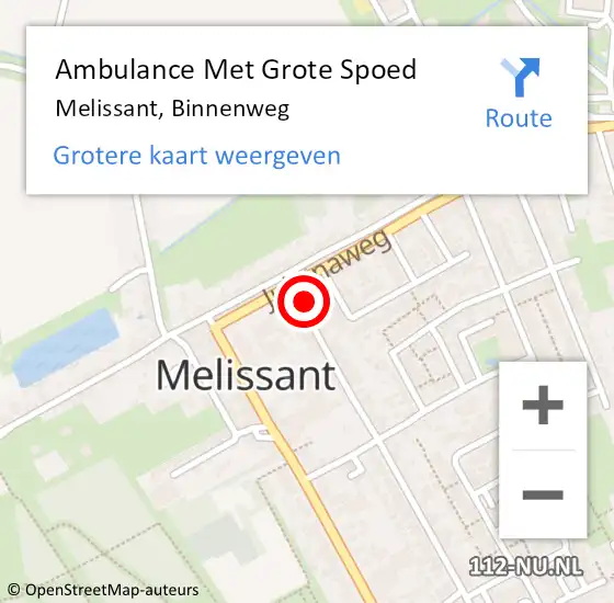 Locatie op kaart van de 112 melding: Ambulance Met Grote Spoed Naar Melissant, Binnenweg op 5 oktober 2023 11:41