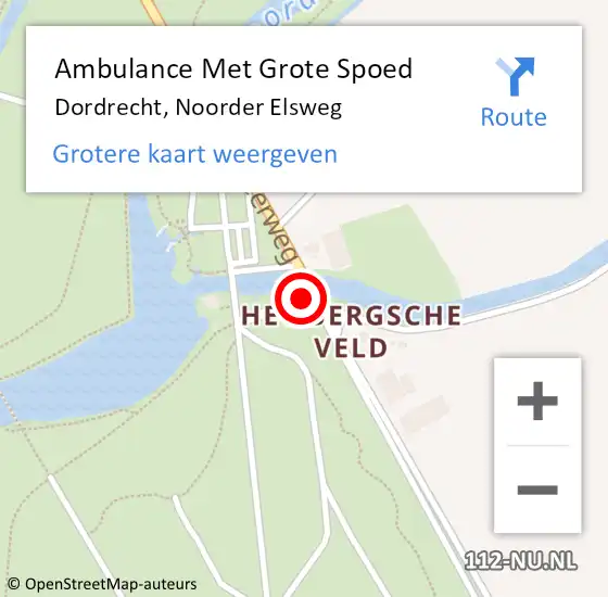 Locatie op kaart van de 112 melding: Ambulance Met Grote Spoed Naar Dordrecht, Noorder Elsweg op 5 oktober 2023 12:09