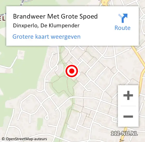 Locatie op kaart van de 112 melding: Brandweer Met Grote Spoed Naar Dinxperlo, De Klumpender op 5 oktober 2023 12:11