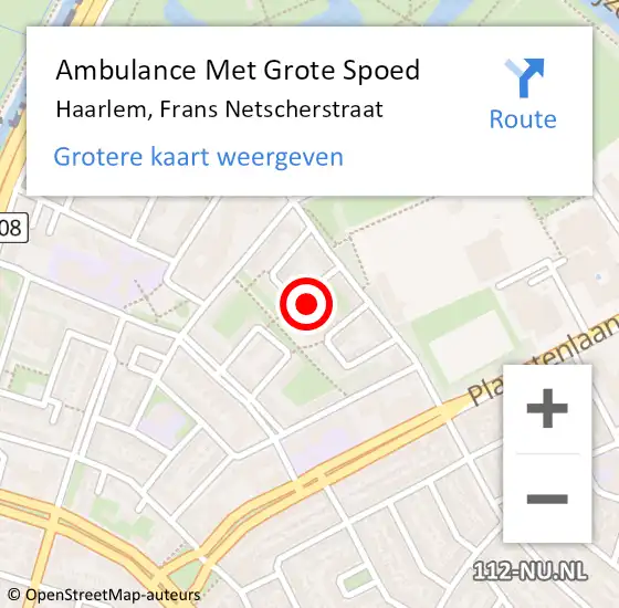 Locatie op kaart van de 112 melding: Ambulance Met Grote Spoed Naar Haarlem, Frans Netscherstraat op 5 oktober 2023 12:11