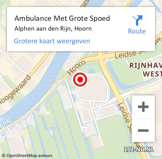Locatie op kaart van de 112 melding: Ambulance Met Grote Spoed Naar Alphen aan den Rijn, Hoorn op 5 oktober 2023 12:16