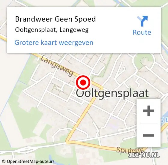 Locatie op kaart van de 112 melding: Brandweer Geen Spoed Naar Ooltgensplaat, Langeweg op 5 oktober 2023 12:22