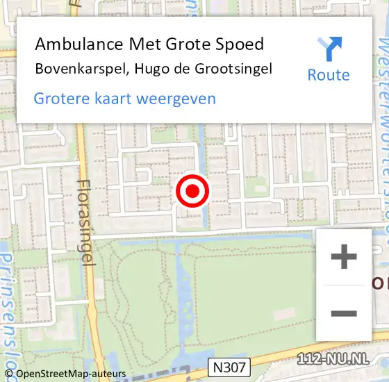 Locatie op kaart van de 112 melding: Ambulance Met Grote Spoed Naar Bovenkarspel, Hugo de Grootsingel op 5 oktober 2023 12:30