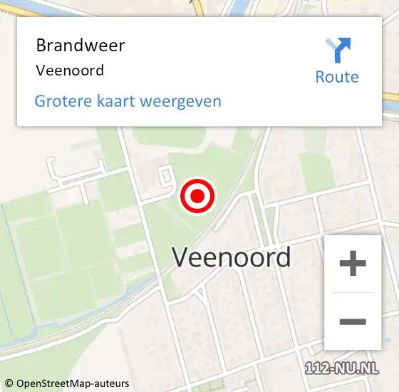 Locatie op kaart van de 112 melding: Brandweer Veenoord op 14 oktober 2013 08:35