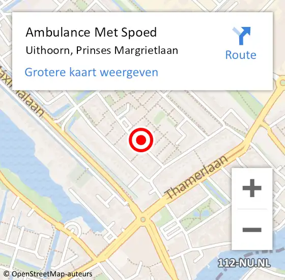 Locatie op kaart van de 112 melding: Ambulance Met Spoed Naar Uithoorn, Prinses Margrietlaan op 5 oktober 2023 13:14