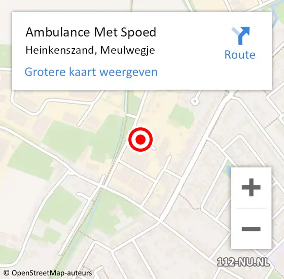 Locatie op kaart van de 112 melding: Ambulance Met Spoed Naar Heinkenszand, Meulwegje op 10 september 2014 15:18