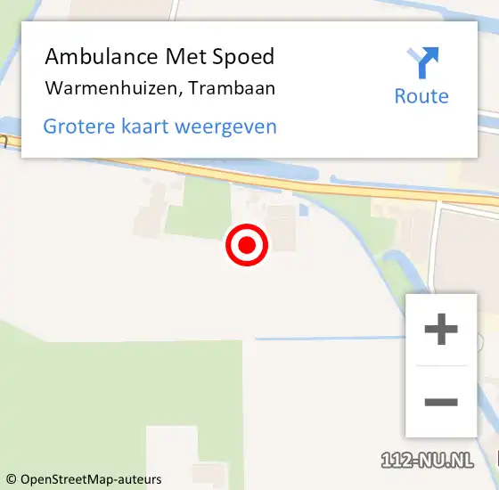 Locatie op kaart van de 112 melding: Ambulance Met Spoed Naar Warmenhuizen, Trambaan op 5 oktober 2023 14:14