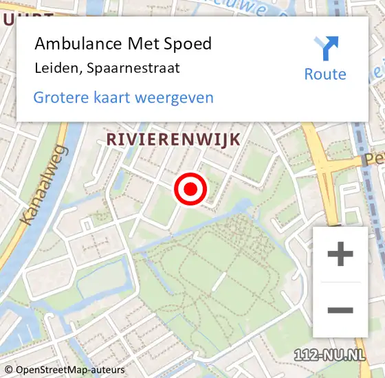 Locatie op kaart van de 112 melding: Ambulance Met Spoed Naar Leiden, Spaarnestraat op 5 oktober 2023 14:23