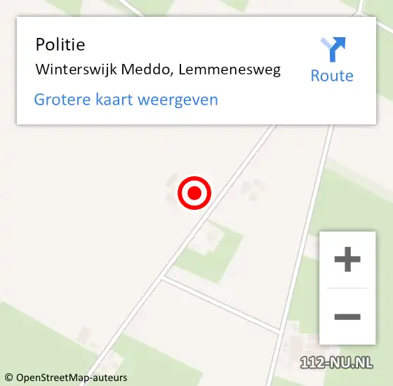 Locatie op kaart van de 112 melding: Politie Winterswijk Meddo, Lemmenesweg op 5 oktober 2023 15:09