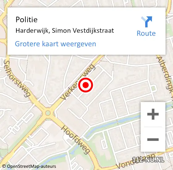 Locatie op kaart van de 112 melding: Politie Harderwijk, Simon Vestdijkstraat op 5 oktober 2023 15:13