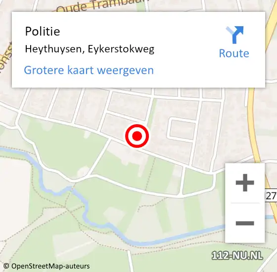 Locatie op kaart van de 112 melding: Politie Heythuysen, Eykerstokweg op 5 oktober 2023 15:17