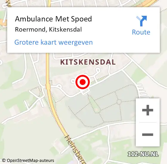 Locatie op kaart van de 112 melding: Ambulance Met Spoed Naar Roermond, Kitskensdal op 5 oktober 2023 15:23