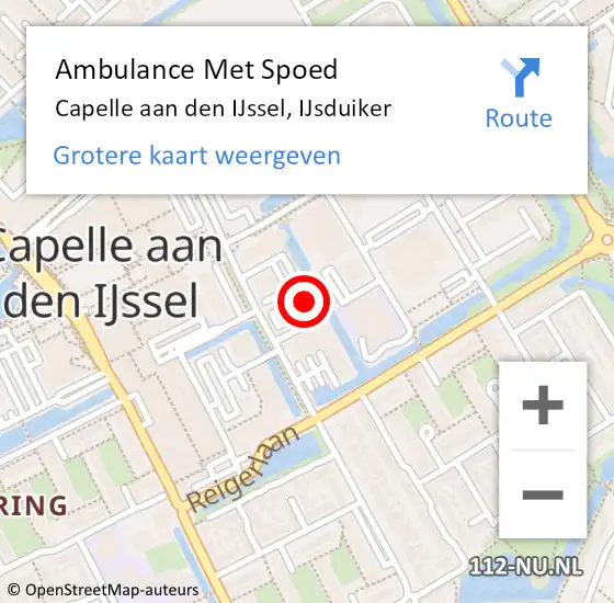 Locatie op kaart van de 112 melding: Ambulance Met Spoed Naar Capelle aan den IJssel, IJsduiker op 5 oktober 2023 15:39