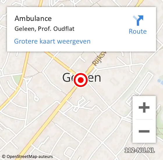 Locatie op kaart van de 112 melding: Ambulance Geleen, Prof. Oudflat op 10 september 2014 15:32