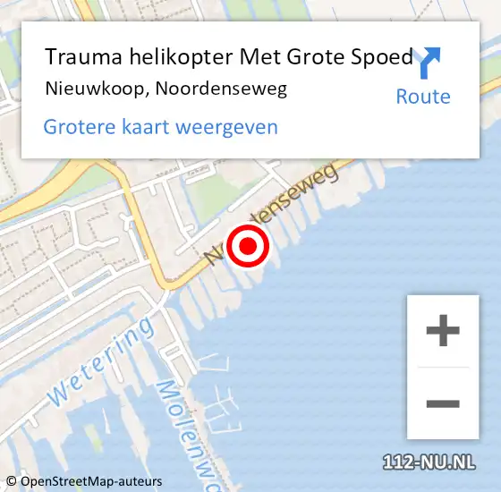 Locatie op kaart van de 112 melding: Trauma helikopter Met Grote Spoed Naar Nieuwkoop, Noordenseweg op 5 oktober 2023 15:45
