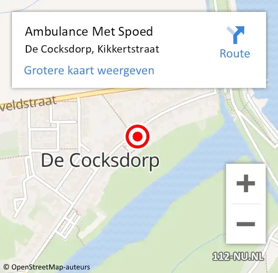 Locatie op kaart van de 112 melding: Ambulance Met Spoed Naar De Cocksdorp, Kikkertstraat op 5 oktober 2023 15:58