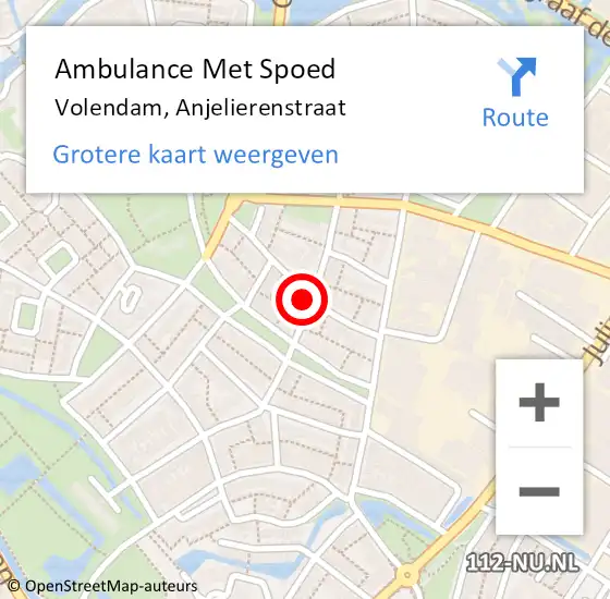 Locatie op kaart van de 112 melding: Ambulance Met Spoed Naar Volendam, Anjelierenstraat op 5 oktober 2023 16:06