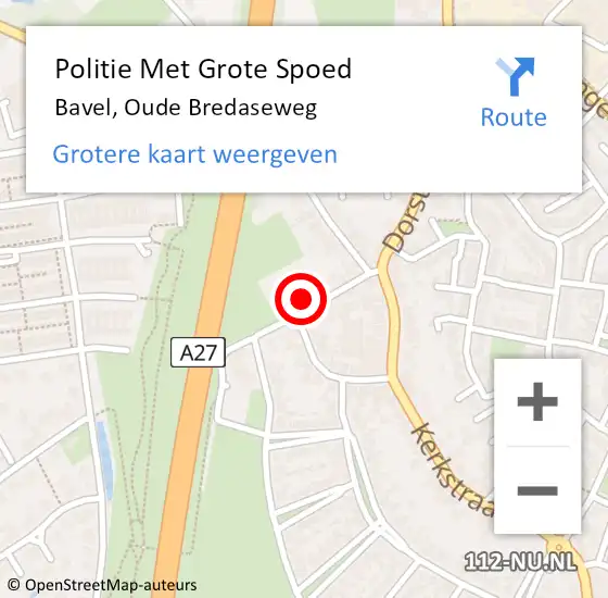 Locatie op kaart van de 112 melding: Politie Met Grote Spoed Naar Bavel, Oude Bredaseweg op 5 oktober 2023 16:09