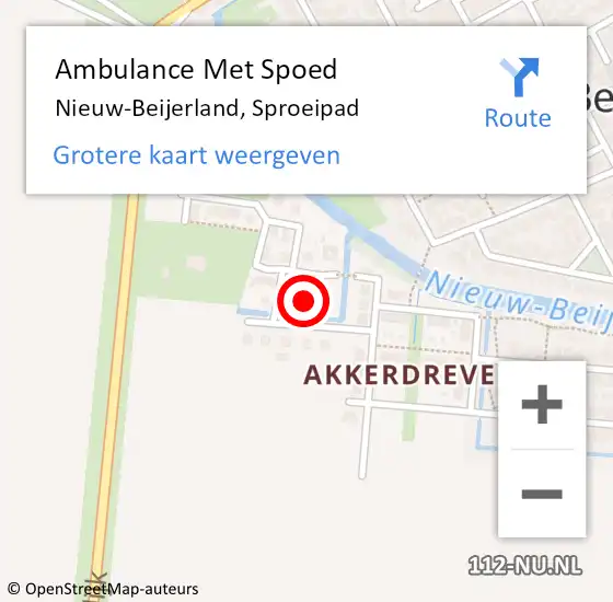 Locatie op kaart van de 112 melding: Ambulance Met Spoed Naar Nieuw-Beijerland, Sproeipad op 5 oktober 2023 16:20