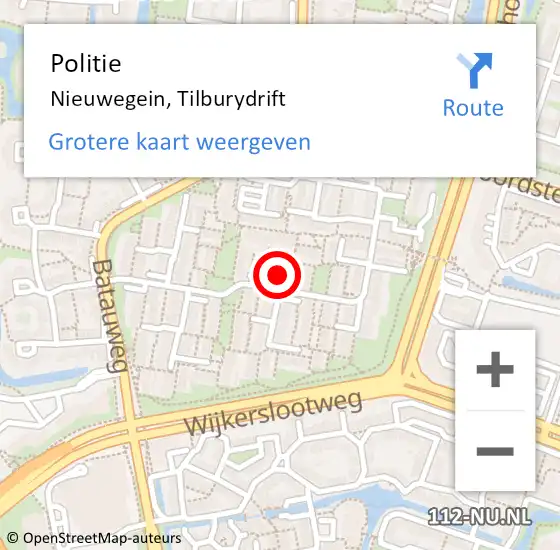 Locatie op kaart van de 112 melding: Politie Nieuwegein, Tilburydrift op 5 oktober 2023 16:35