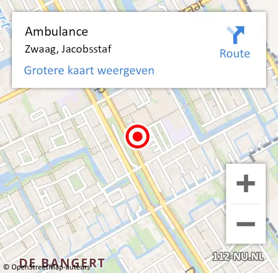 Locatie op kaart van de 112 melding: Ambulance Zwaag, Jacobsstaf op 5 oktober 2023 16:37