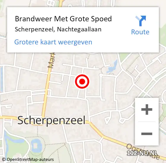 Locatie op kaart van de 112 melding: Brandweer Met Grote Spoed Naar Scherpenzeel, Nachtegaallaan op 5 oktober 2023 16:39