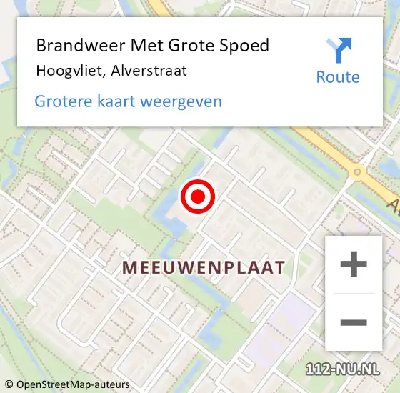 Locatie op kaart van de 112 melding: Brandweer Met Grote Spoed Naar Hoogvliet, Alverstraat op 5 oktober 2023 16:42