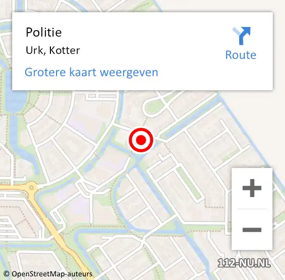 Locatie op kaart van de 112 melding: Politie Urk, Kotter op 5 oktober 2023 16:50