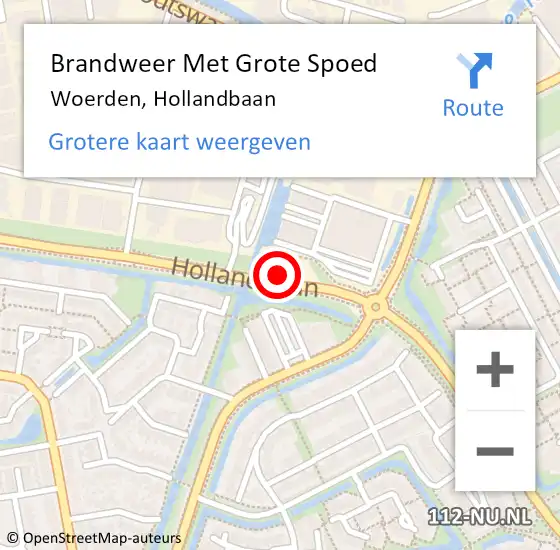 Locatie op kaart van de 112 melding: Brandweer Met Grote Spoed Naar Woerden, Hollandbaan op 5 oktober 2023 16:55