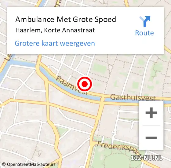 Locatie op kaart van de 112 melding: Ambulance Met Grote Spoed Naar Haarlem, Korte Annastraat op 5 oktober 2023 17:14