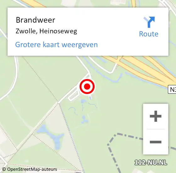 Locatie op kaart van de 112 melding: Brandweer Zwolle, Heinoseweg op 5 oktober 2023 18:18