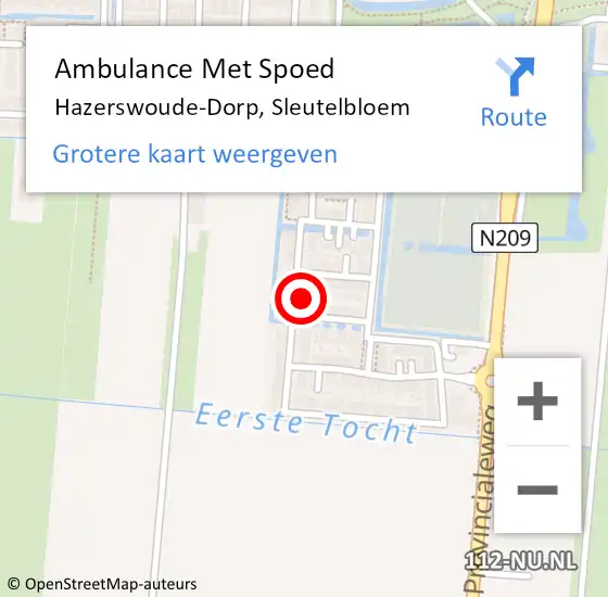 Locatie op kaart van de 112 melding: Ambulance Met Spoed Naar Hazerswoude-Dorp, Sleutelbloem op 5 oktober 2023 18:19