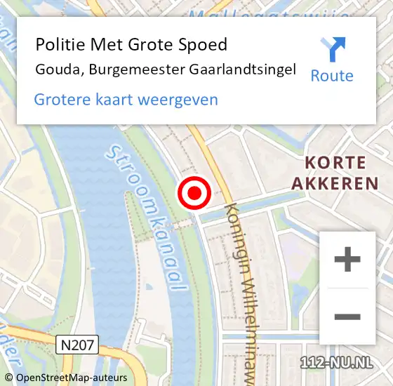 Locatie op kaart van de 112 melding: Politie Met Grote Spoed Naar Gouda, Burgemeester Gaarlandtsingel op 5 oktober 2023 18:39