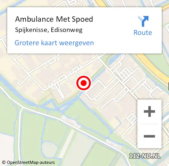 Locatie op kaart van de 112 melding: Ambulance Met Spoed Naar Spijkenisse, Edisonweg op 5 oktober 2023 19:34