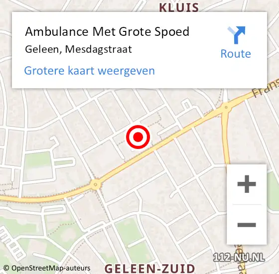 Locatie op kaart van de 112 melding: Ambulance Met Grote Spoed Naar Geleen, Mesdagstraat op 10 september 2014 15:58