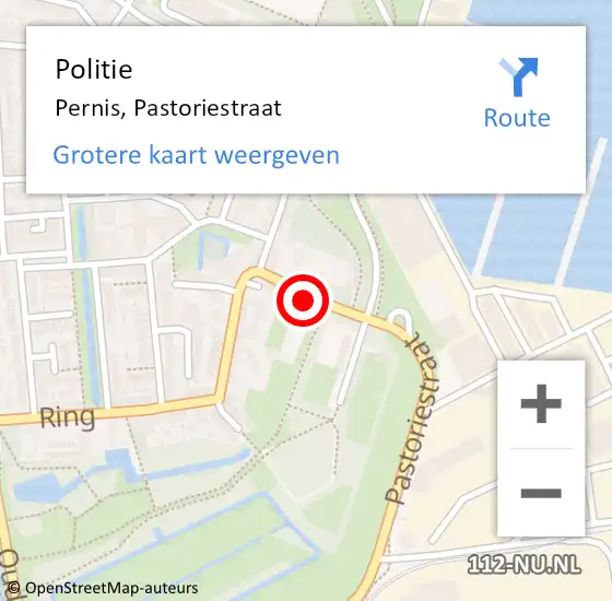 Locatie op kaart van de 112 melding: Politie Pernis, Pastoriestraat op 5 oktober 2023 19:54