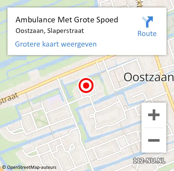 Locatie op kaart van de 112 melding: Ambulance Met Grote Spoed Naar Oostzaan, Slaperstraat op 5 oktober 2023 20:16