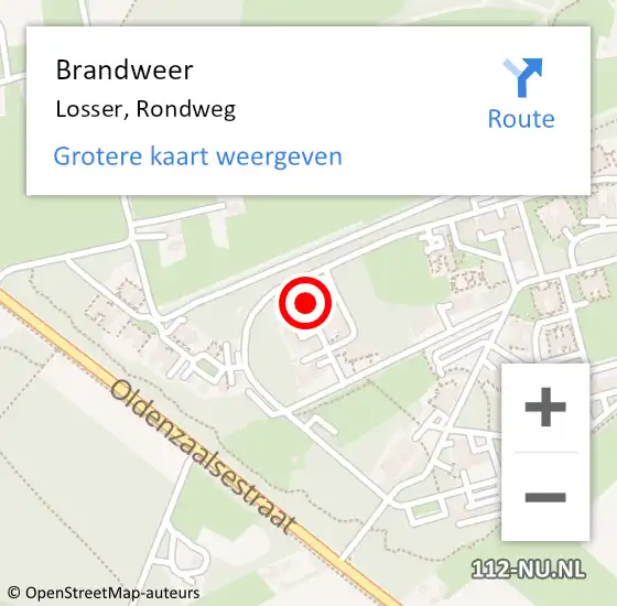 Locatie op kaart van de 112 melding: Brandweer Losser, Rondweg op 5 oktober 2023 20:33