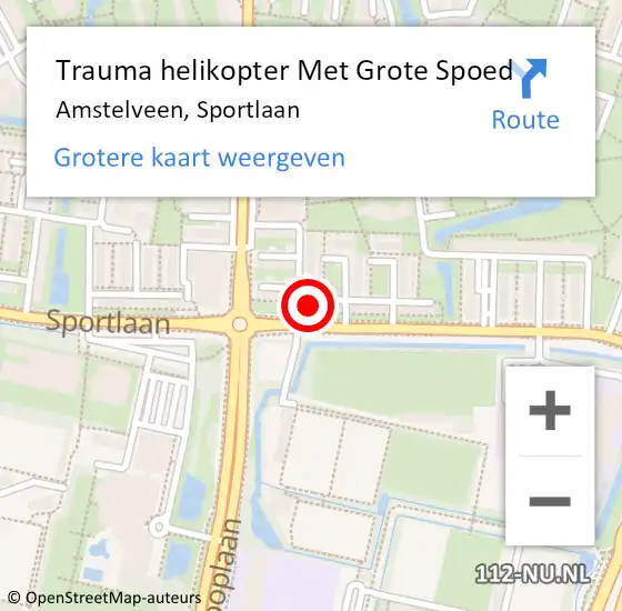 Locatie op kaart van de 112 melding: Trauma helikopter Met Grote Spoed Naar Amstelveen, Sportlaan op 5 oktober 2023 21:13
