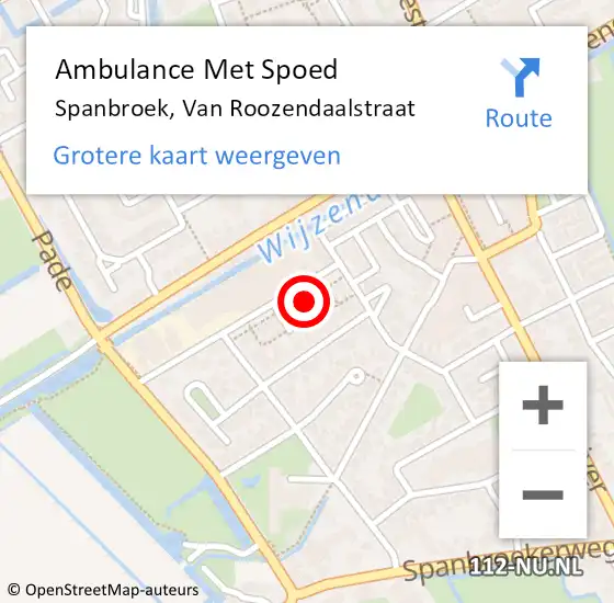 Locatie op kaart van de 112 melding: Ambulance Met Spoed Naar Spanbroek, Van Roozendaalstraat op 5 oktober 2023 22:05