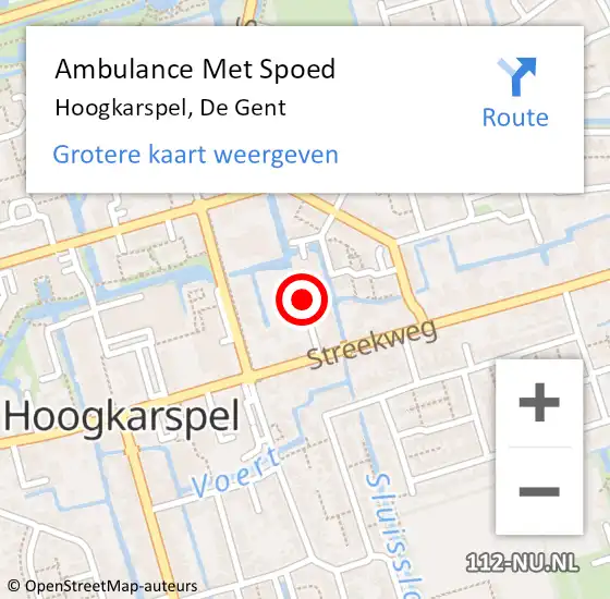 Locatie op kaart van de 112 melding: Ambulance Met Spoed Naar Hoogkarspel, De Gent op 5 oktober 2023 22:08